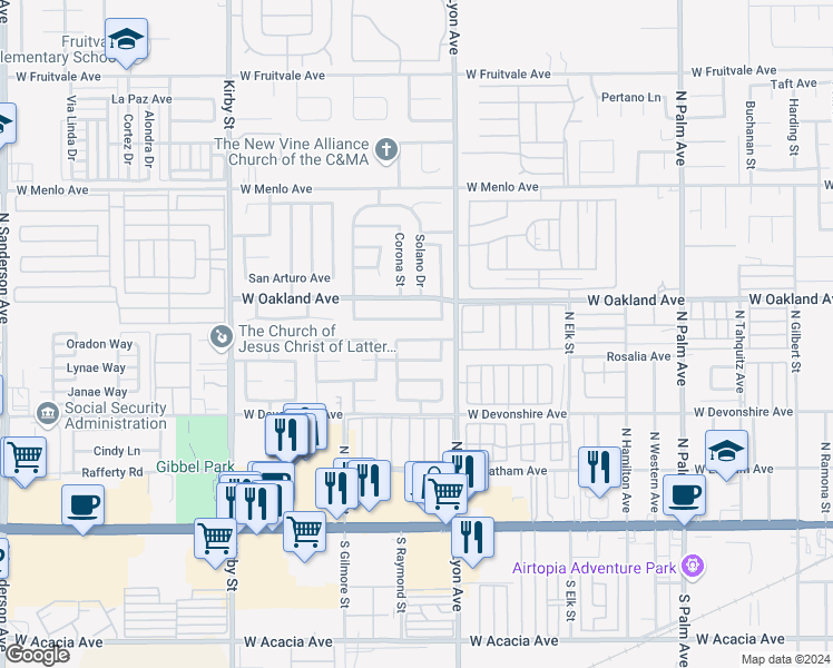 map of restaurants, bars, coffee shops, grocery stores, and more near 1914 Calle Amargosa in Hemet