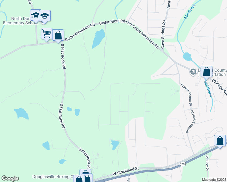 map of restaurants, bars, coffee shops, grocery stores, and more near 7271 Emma in Douglasville