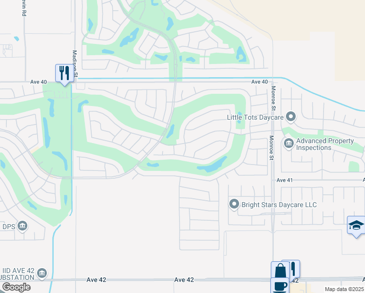 map of restaurants, bars, coffee shops, grocery stores, and more near 81552 Camino El Triunfo in Indio