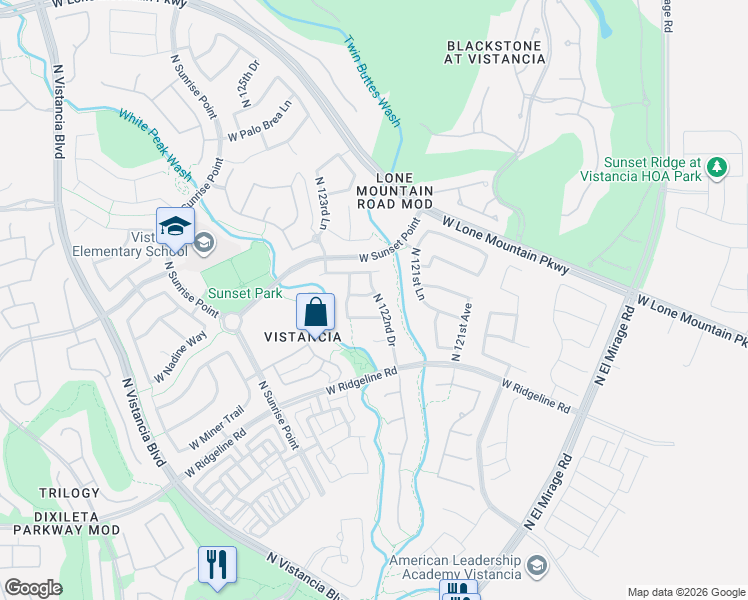 map of restaurants, bars, coffee shops, grocery stores, and more near 12239 West Lone Tree Trail in Peoria