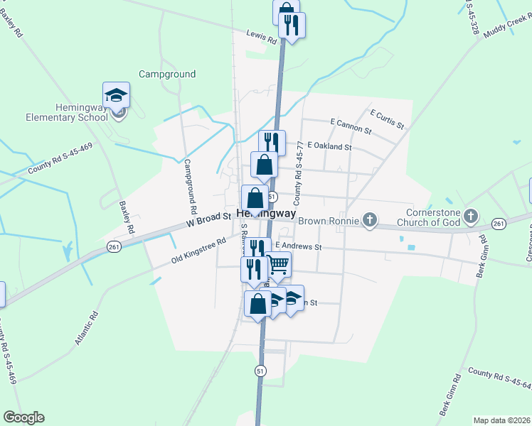 map of restaurants, bars, coffee shops, grocery stores, and more near in Hemingway