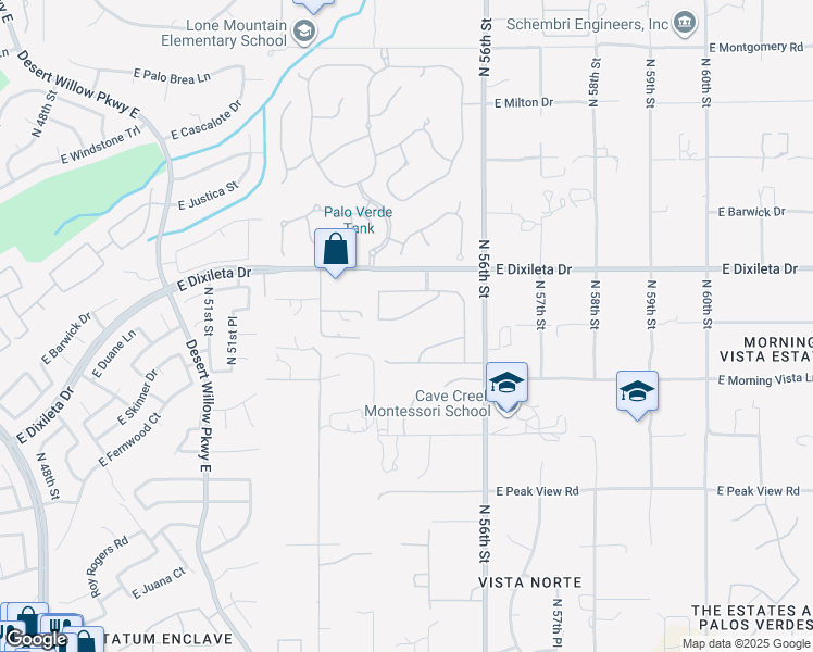 map of restaurants, bars, coffee shops, grocery stores, and more near 5407 East Duane Lane in Cave Creek