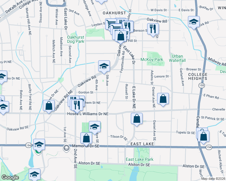 map of restaurants, bars, coffee shops, grocery stores, and more near 431 Fayetteville Road in Decatur