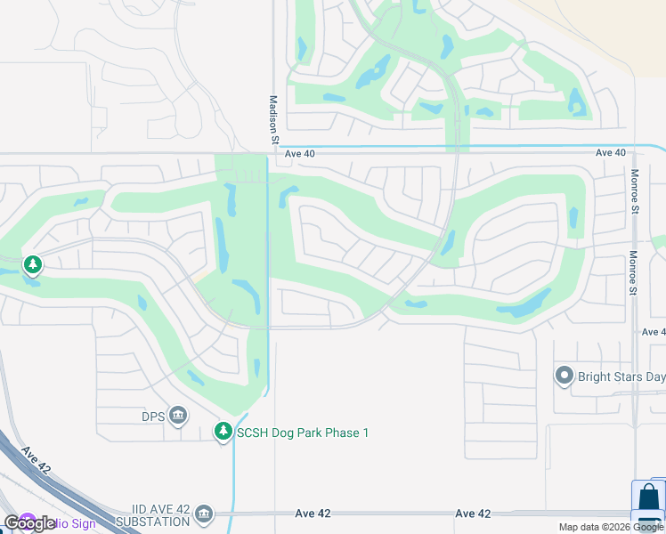 map of restaurants, bars, coffee shops, grocery stores, and more near 81157 Avenida Los Circos in Indio