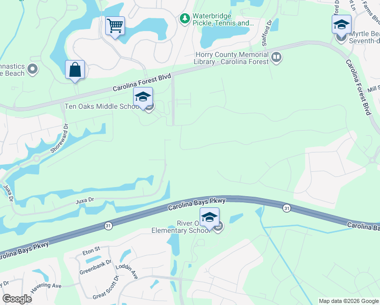 map of restaurants, bars, coffee shops, grocery stores, and more near 8556 Juxa Dr in Myrtle Beach