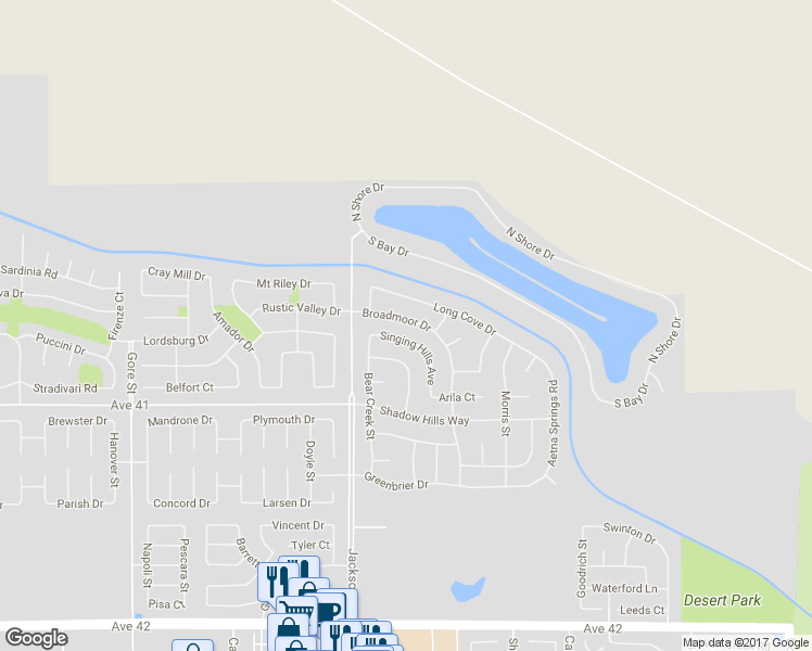 map of restaurants, bars, coffee shops, grocery stores, and more near 83125 Broadmoor Drive in Indio
