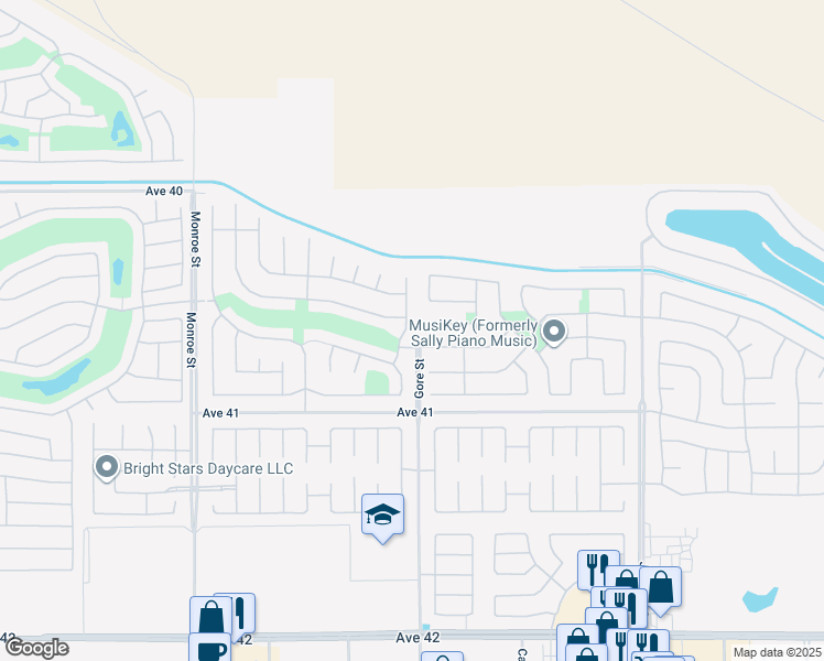 map of restaurants, bars, coffee shops, grocery stores, and more near 40632 Firenze Court in Indio