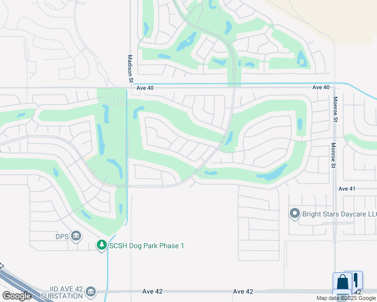map of restaurants, bars, coffee shops, grocery stores, and more near 40637 Calle Balderas in Indio