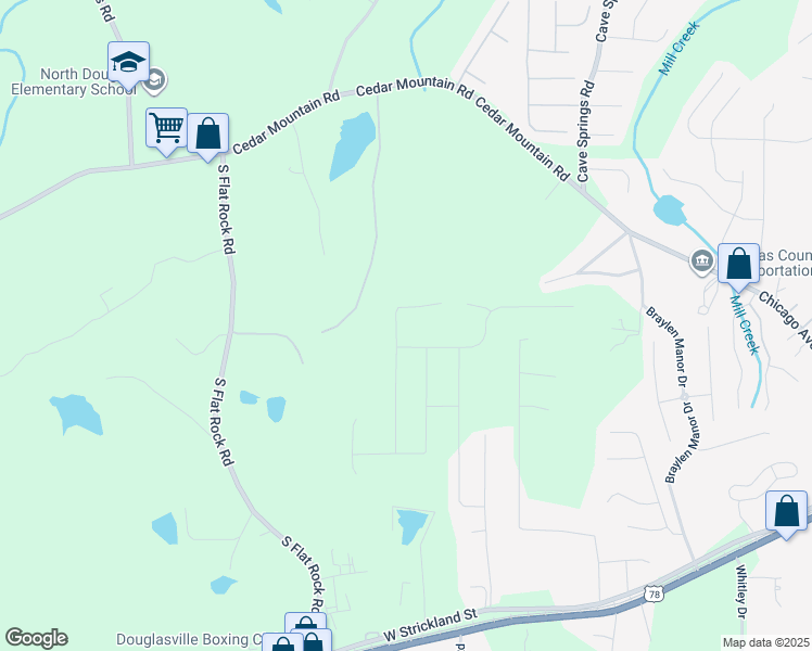 map of restaurants, bars, coffee shops, grocery stores, and more near 7273 Emma in Douglasville