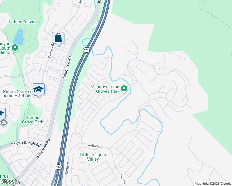 map of restaurants, bars, coffee shops, grocery stores, and more near 225 Woody Knoll in Irvine