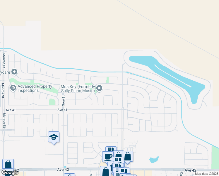 map of restaurants, bars, coffee shops, grocery stores, and more near 82900 Rustic Valley Drive in Indio