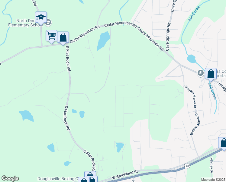 map of restaurants, bars, coffee shops, grocery stores, and more near 7272 Emma Court in Douglasville