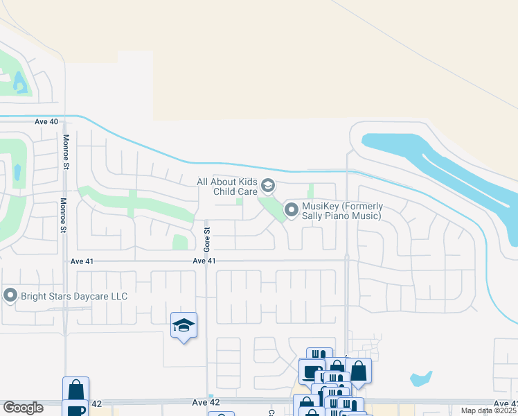map of restaurants, bars, coffee shops, grocery stores, and more near 40621 Amador Drive in Indio