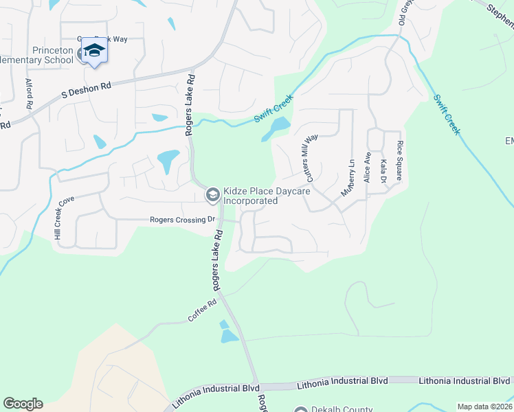 map of restaurants, bars, coffee shops, grocery stores, and more near 1477 Cutters Mill Drive in Lithonia
