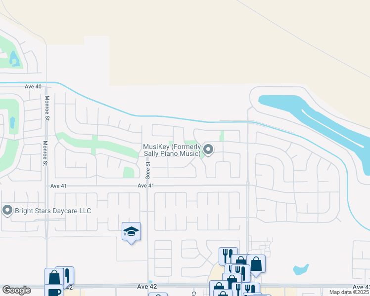 map of restaurants, bars, coffee shops, grocery stores, and more near 40621 Amador Drive in Indio