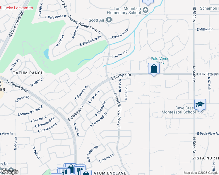 map of restaurants, bars, coffee shops, grocery stores, and more near 29437 North 50th Place in Cave Creek