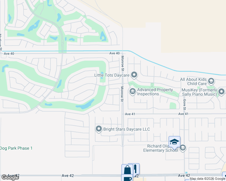 map of restaurants, bars, coffee shops, grocery stores, and more near 81919 Avenida Bienvenida in Indio