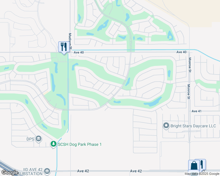 map of restaurants, bars, coffee shops, grocery stores, and more near 40554 Calle Balderas in Indio