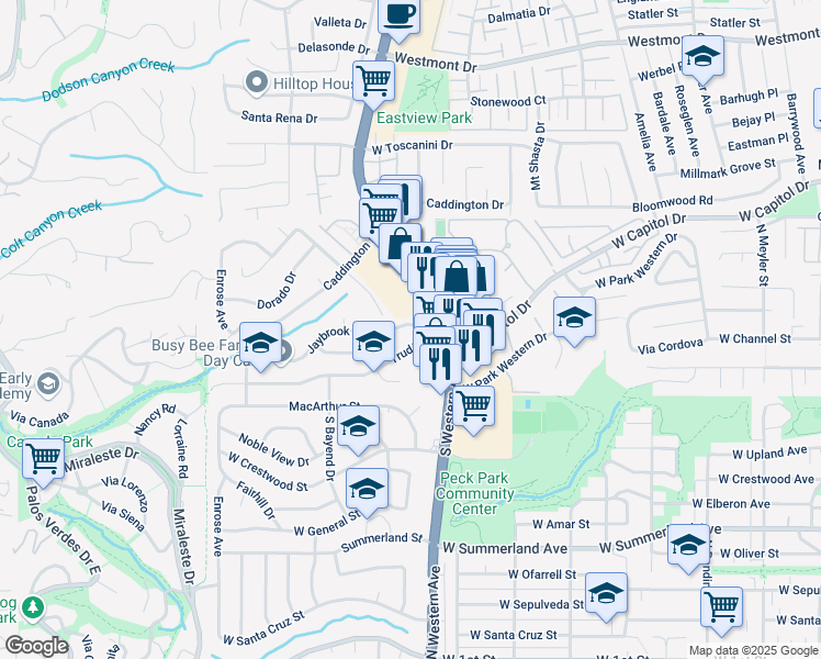 map of restaurants, bars, coffee shops, grocery stores, and more near 1836 Jaybrook Drive in Rancho Palos Verdes