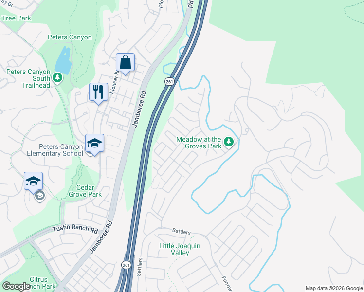 map of restaurants, bars, coffee shops, grocery stores, and more near 63 Lugano in Irvine