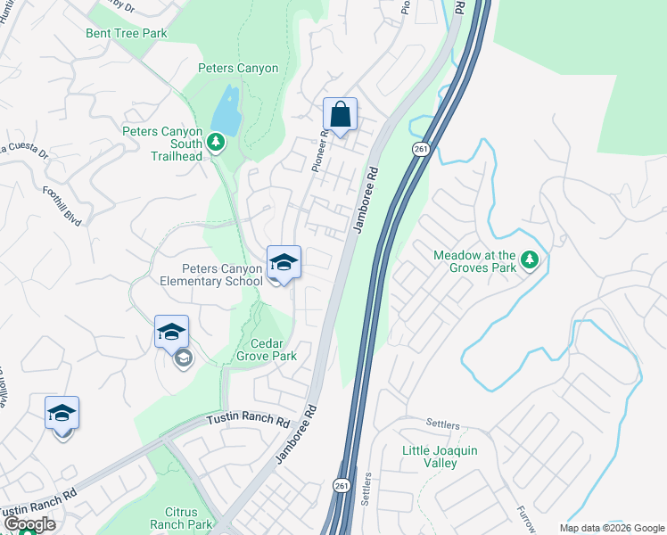 map of restaurants, bars, coffee shops, grocery stores, and more near 2770 Timmons in Tustin