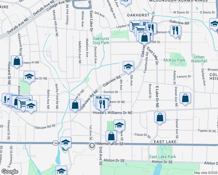map of restaurants, bars, coffee shops, grocery stores, and more near 825 3rd Avenue in Decatur