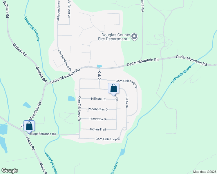 map of restaurants, bars, coffee shops, grocery stores, and more near 7481 Benson Avenue in Douglasville
