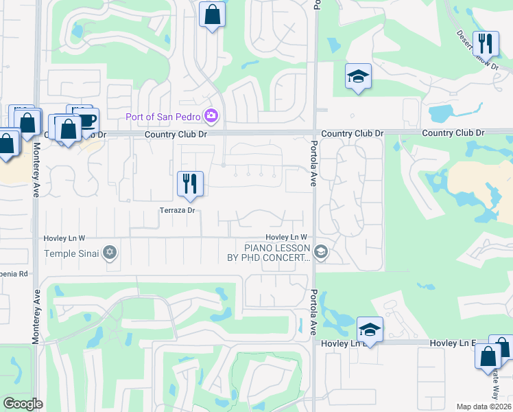 map of restaurants, bars, coffee shops, grocery stores, and more near 73780 Calle Bisque in Palm Desert