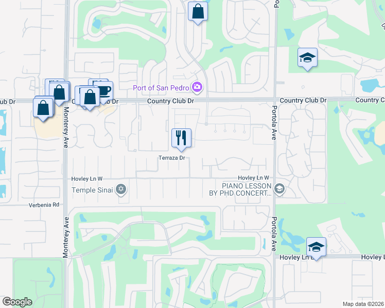 map of restaurants, bars, coffee shops, grocery stores, and more near 4553 Via Amalfi in Palm Desert
