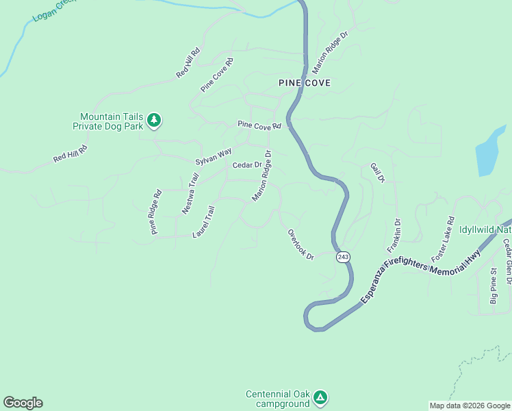 map of restaurants, bars, coffee shops, grocery stores, and more near 25316 Marion Ridge Drive in Idyllwild-Pine Cove