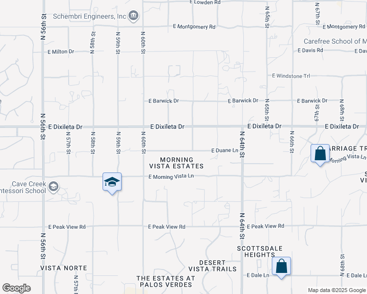 map of restaurants, bars, coffee shops, grocery stores, and more near 29616 North 62nd Street in Cave Creek