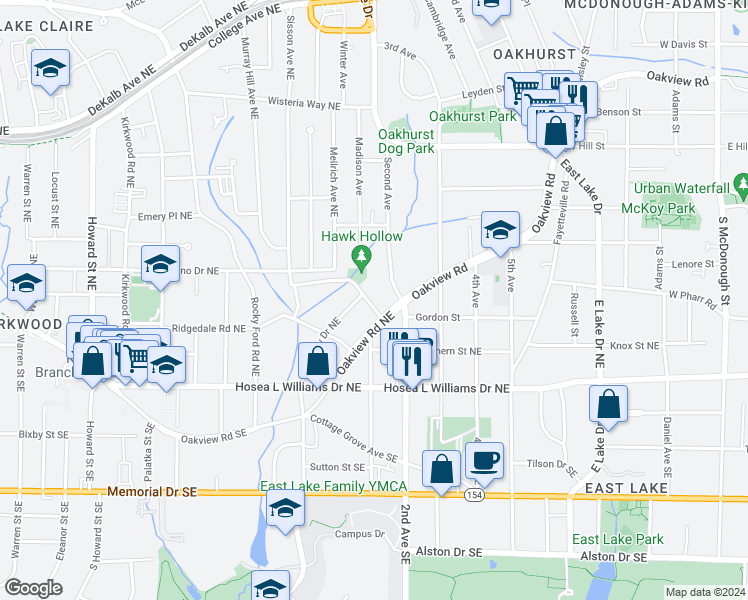 map of restaurants, bars, coffee shops, grocery stores, and more near in Decatur