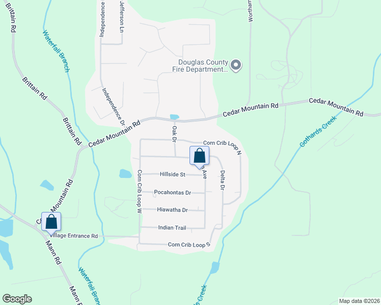 map of restaurants, bars, coffee shops, grocery stores, and more near 7481 Benson Avenue in Douglasville