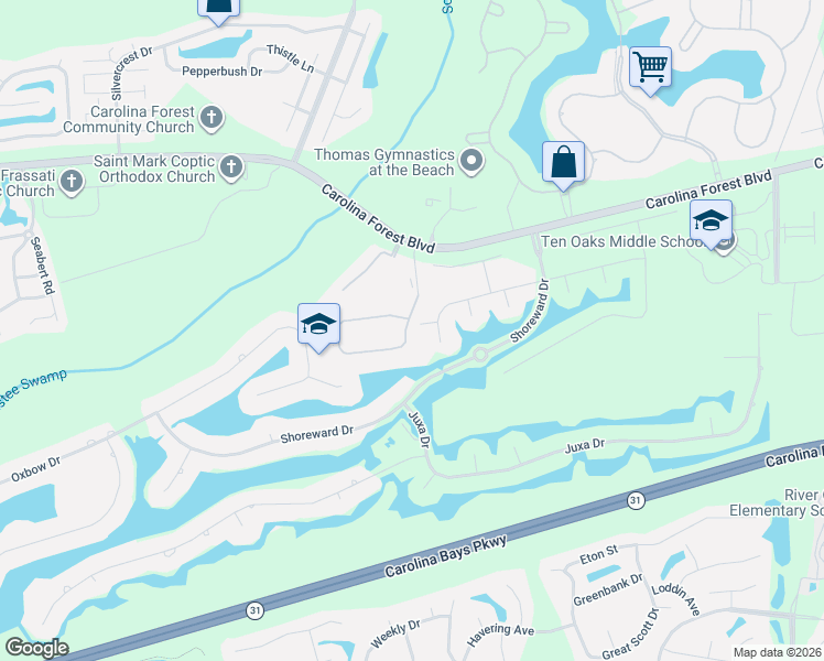 map of restaurants, bars, coffee shops, grocery stores, and more near 9170 Abingdon Drive in Myrtle Beach