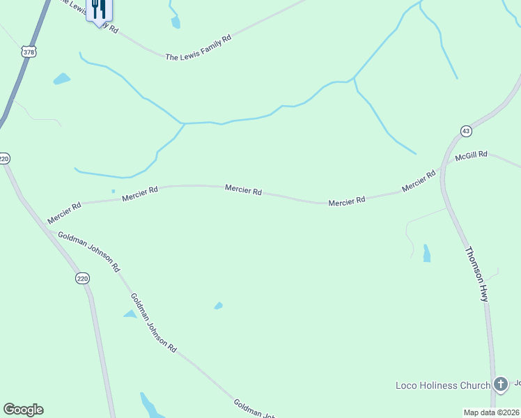 map of restaurants, bars, coffee shops, grocery stores, and more near 1380 Mercier Road in Lincolnton