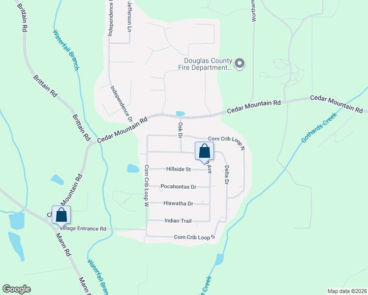 map of restaurants, bars, coffee shops, grocery stores, and more near 7511 Benson Avenue in Douglasville