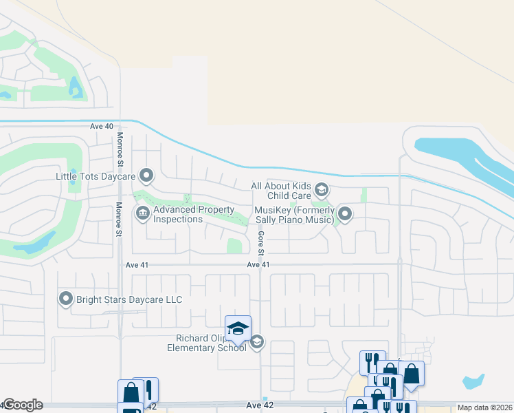 map of restaurants, bars, coffee shops, grocery stores, and more near 40580 Firenze Court in Indio