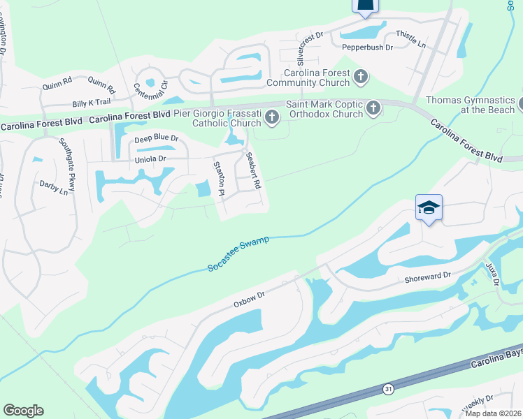 map of restaurants, bars, coffee shops, grocery stores, and more near 431 Seabert Road in Myrtle Beach