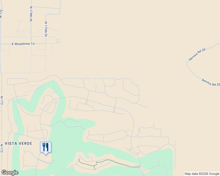 map of restaurants, bars, coffee shops, grocery stores, and more near 17870 East Slide Rock Drive in Rio Verde