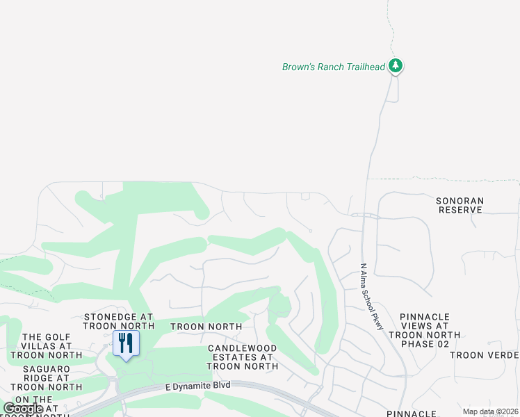 map of restaurants, bars, coffee shops, grocery stores, and more near 29599 North 106th Place in Scottsdale