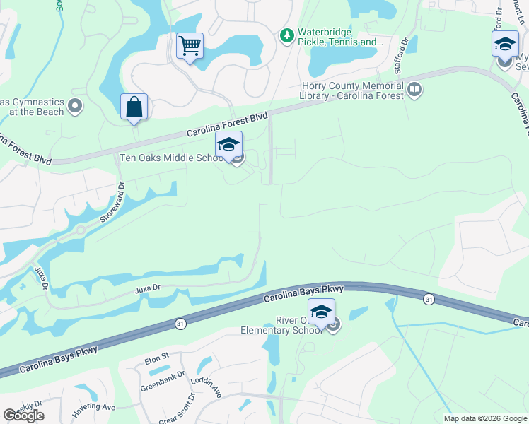map of restaurants, bars, coffee shops, grocery stores, and more near 8556 Juxa Drive in Myrtle Beach