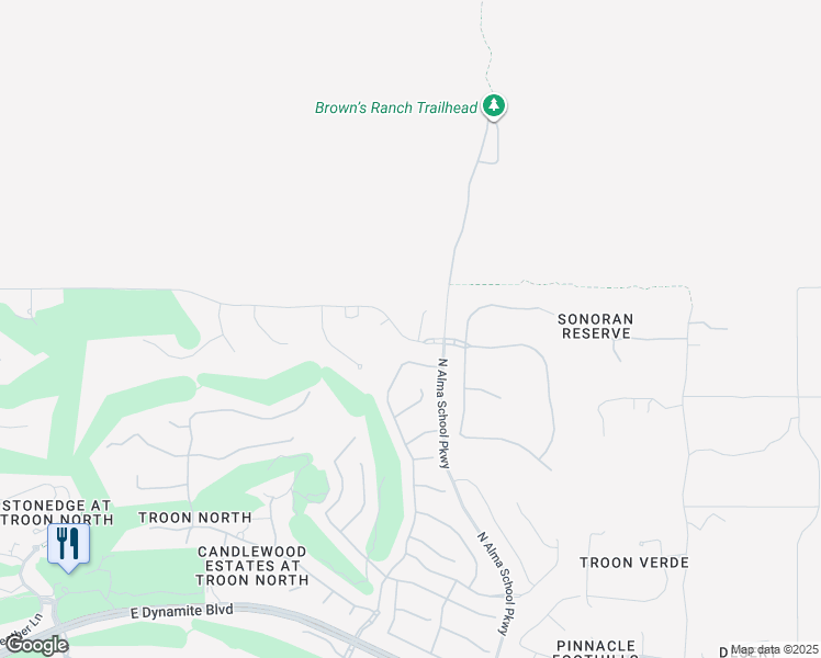 map of restaurants, bars, coffee shops, grocery stores, and more near 10918 East Troon North Drive in Scottsdale