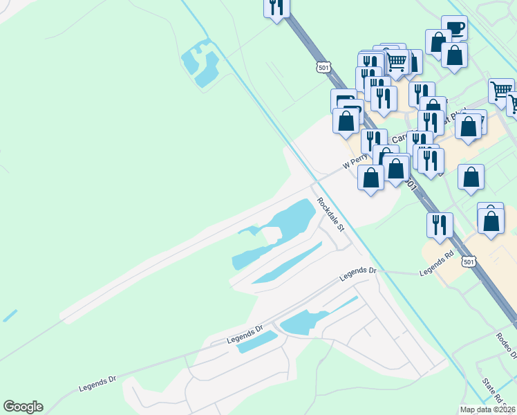 map of restaurants, bars, coffee shops, grocery stores, and more near 456 West Perry Road in Myrtle Beach