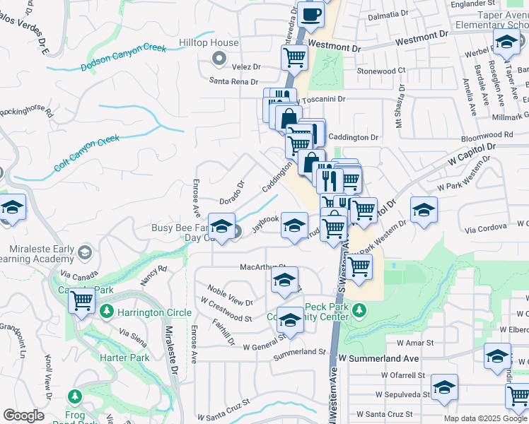 map of restaurants, bars, coffee shops, grocery stores, and more near 1939 Jaybrook Drive in Rancho Palos Verdes