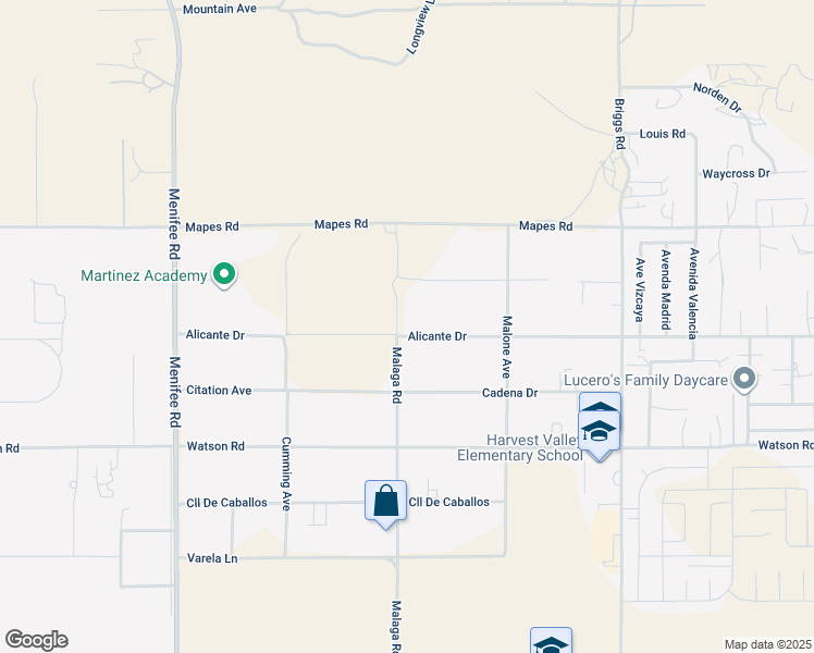 map of restaurants, bars, coffee shops, grocery stores, and more near 29520 Alicante Drive in Menifee