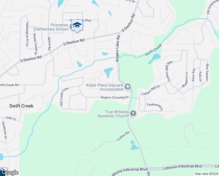 map of restaurants, bars, coffee shops, grocery stores, and more near 1746 Spring Hill Cove in Lithonia