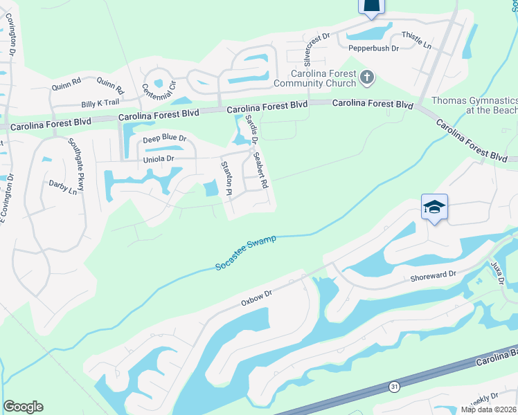 map of restaurants, bars, coffee shops, grocery stores, and more near 431 Seabert Road in Myrtle Beach