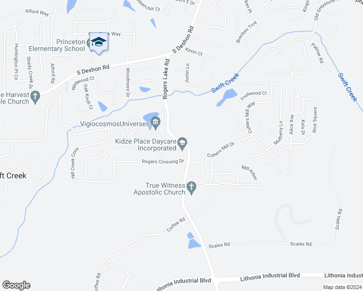 map of restaurants, bars, coffee shops, grocery stores, and more near 1820 Spring Hill Cove in Lithonia