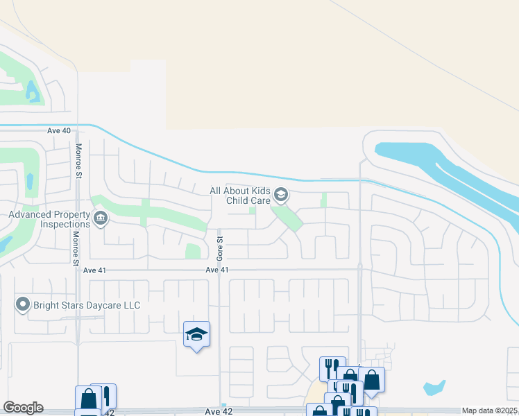 map of restaurants, bars, coffee shops, grocery stores, and more near 40552 Pine Grove Street in Indio