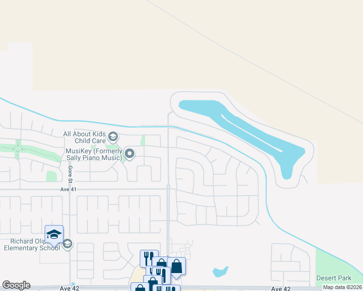 map of restaurants, bars, coffee shops, grocery stores, and more near 83066 Broadmoor Drive in Indio